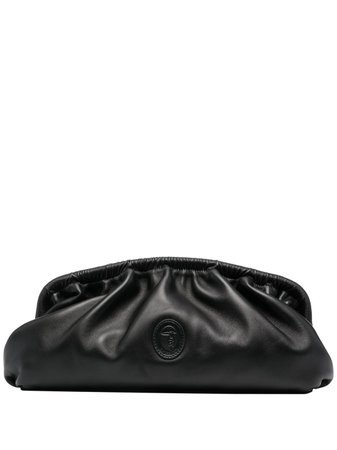 Trussardi ruched leather clutch bag black 2P00024376B00275 - Farfetch