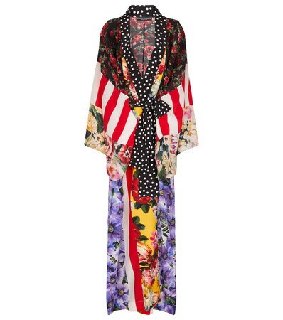 Dolce & Gabbana - Printed silk crêpe robe | Mytheresa