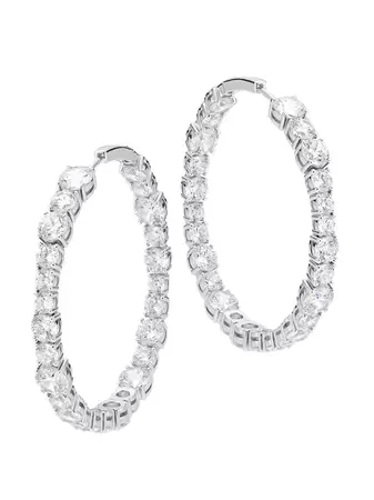 Shop Adriana Orsini Bubbly Bubbles Rhodium-Plated & Cubic Zirconia Inside-Out Hoop Earrings | Saks Fifth Avenue