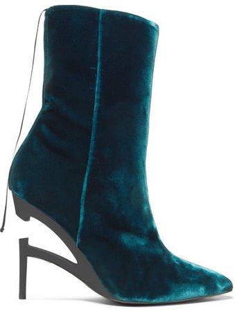 Unravel Project - Velvet Ankle Boots - Green