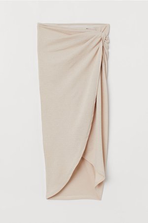 Трикотажная юбка с драпировкой - Cветло-бежевый - Женщины | H&M RU
