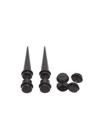 Black Faux Taper And Plug 4 Pack