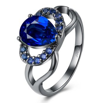 Noblest Black Gun Plated Navy Blue Heart Shape Cooper Jewelry Diamond Women Ring - Buy Copper Ring,Jewelry Ring,Diamond Ring Product on Alibaba.com