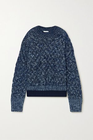 Navy Cable-knit mélange wool-blend sweater | Chloé | NET-A-PORTER