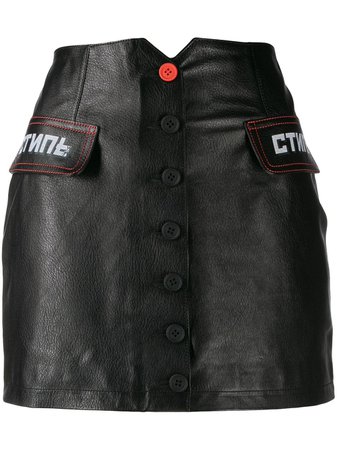 Black Heron Preston Ctnmb Leather Mini Skirt | Farfetch.com