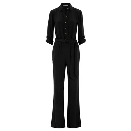 NEW DVF Diane von Furstenberg Black Silk Jumpsuit Overall For Sale at 1stDibs