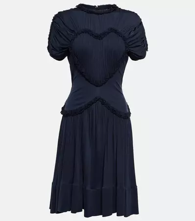 Gathered Jersey Mini Dress in Blue - Victoria Beckham | Mytheresa