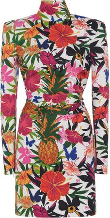 Dundas Floral Turtleneck Mini Dress Size: 36