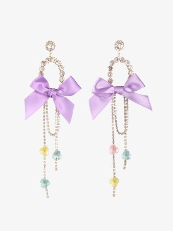 Bow & Floral Drop Earrings - Cider