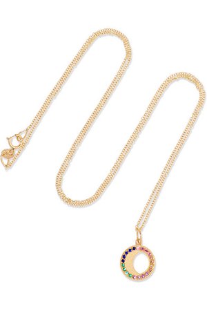 Andrea Fohrman | Waning Moon 18-karat gold, sapphire and emerald necklace | NET-A-PORTER.COM