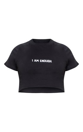 White I Am Enough Slogan Crop T-Shirt | Tops | PrettyLittleThing USA