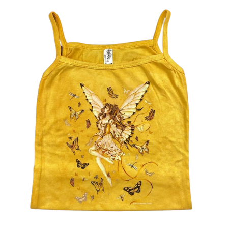 Vintage Yellow Butterfly Fairy Tank Top