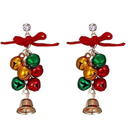 NIKOLay Christmas Bells Earrings with Bow Tie Round Ball Drop Dangle Zircon Stud Earring for Holiday: Amazon.ca: Home & Kitchen