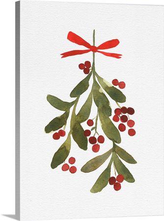 Mistletoe watercolor art christmas