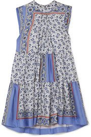 Chloé | Pintucked linen and silk crepe de chine mini dress | NET-A-PORTER.COM