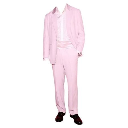 light pink prada suit tuxedo black shoes full outfit png