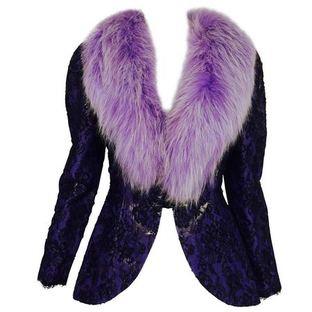 Purple Fur Collar Coat