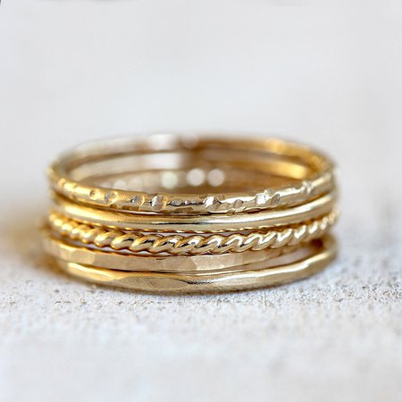 Hammered Skinny Gold Filled Stackable Rings | RingsCollection