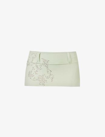 POSTER GIRL - Suzan crystal-embellished stretch-recycled polyamide mini skirt | Selfridges.com