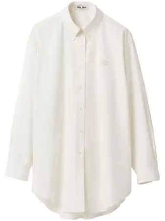 Miu Miu embroidered-logo Cotton Shirt - Farfetch