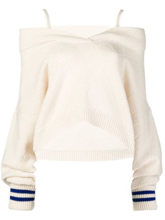 Maison Margiela- Cold Shoulder Elongated Sleeve Sweater