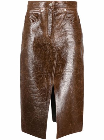 MSGM faux-leather Midi Skirt - Farfetch