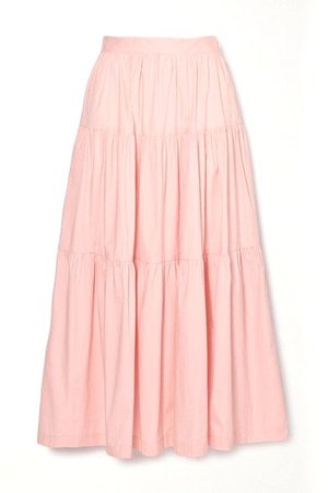 pink tiered maxi skirt