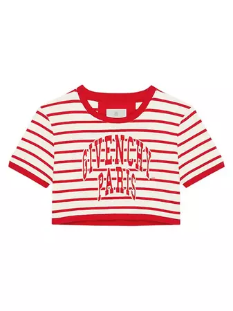 Shop Givenchy Cropped T-Shirt In Cotton With Stripes | Saks Fifth Avenue