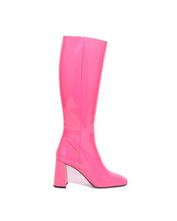 Prada Leather Knee-high Boots in Pink - Lyst