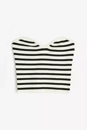 Rib-knit tube top - White/Striped - Ladies | H&M GB