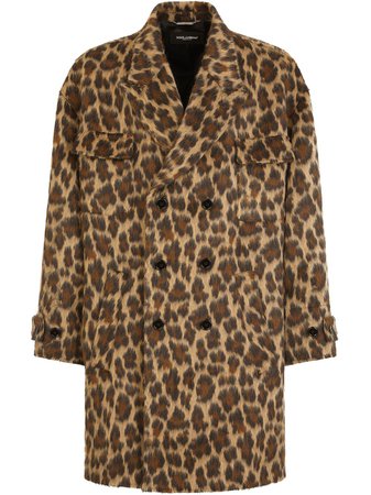 Dolce & Gabbana double-breasted leopard coat