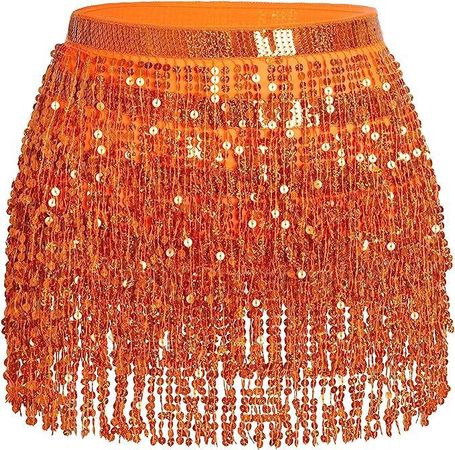 orange sequin skirt