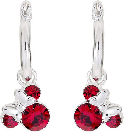Amazon.com: Disney Minnie Mouse Silver Plate Brass Crystal Birthstone Hoop Earrings: July