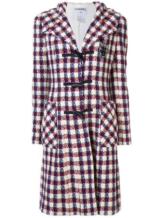 Chanel Pre-Owned 2006 Checked Tweed Hooded Coat - Farfetch