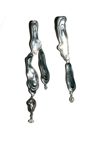 Leigh Miller - Silver Current Earrings | BONA DRAG