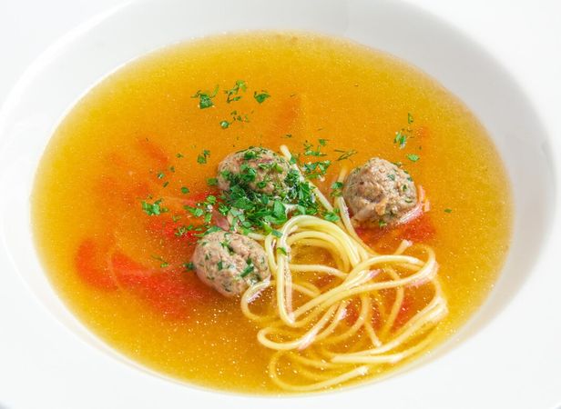 soup noodle 🍜 ballmeat tomato 🍅
