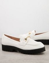 RAID Wide Fit Empire chunky loafers in white with gold snaffle | ASOS