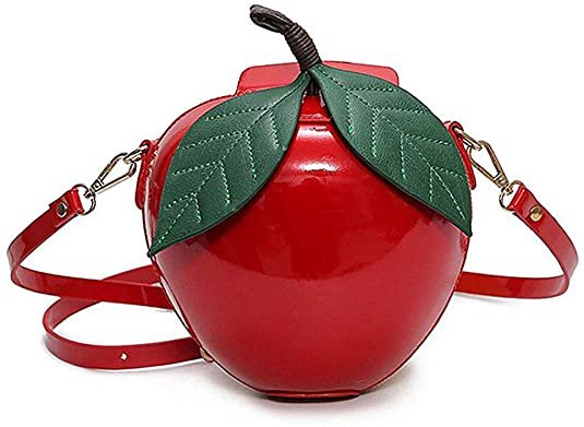 Fashion Apple Shape PU Leather Handbag Cartoon Shoulder Bags Purse - Red/Green: Handbags: Amazon.com