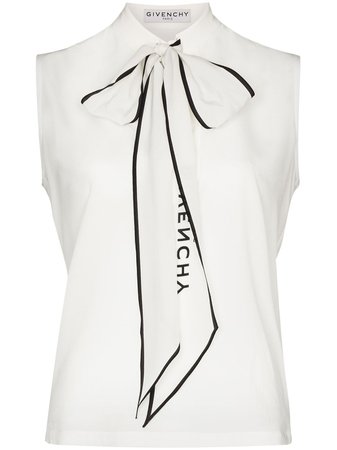 Givenchy Logo-Print Pussy-Bow Blouse Aw20