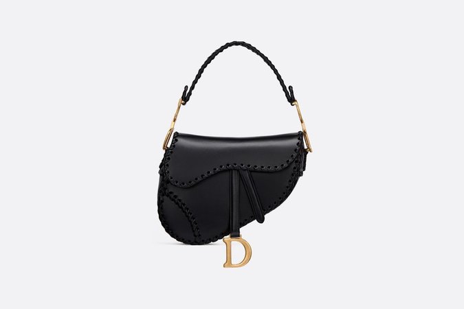 Black Saddle Threaded Edges Soft Calfskin Bag - Bags - Woman | DIOR