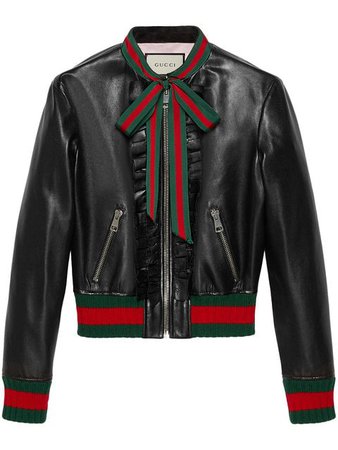 Gucci Ruffle Leather Bomber Jacket - Farfetch
