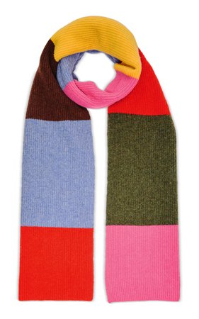 Ribbed Color-Block Wool-Blend Scarf by Ganni | Moda Operandi