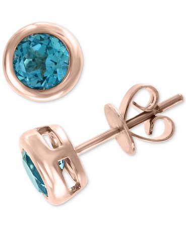 EFFY® 14k Rose Gold Blue Topaz Bezel Stud Earrings