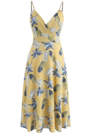Tropical Pineapple Cami Dress in Yellow - DRESS - Retro, Indie and Unique Fashion