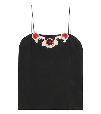 Embroidered silk top
