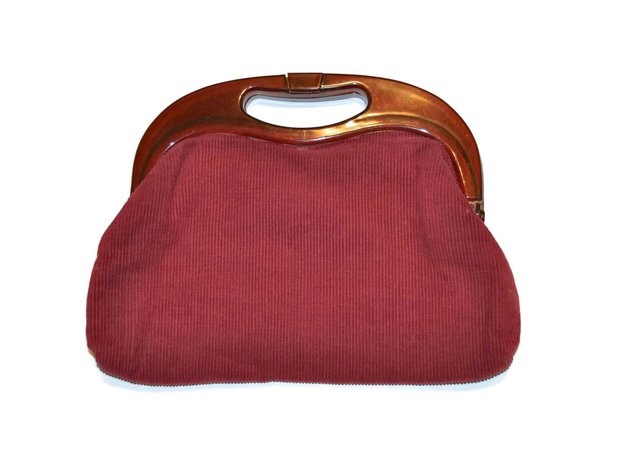 Vintage 1970's Burnt Red Corduroy Handbag with