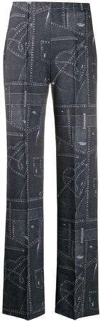 Embroidered Straight-Leg Trousers