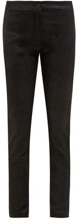 Stretch Jersey Backed Leather Leggings - Womens - Black
