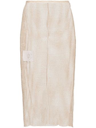 Prada Beaded Mesh Pencil Skirt - Farfetch