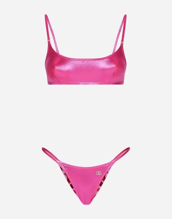 Laminated bralette bikini top in Pink for | Dolce&Gabbana® US